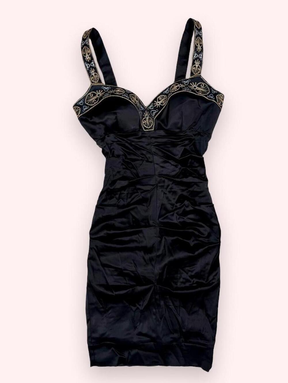 Cache Black Satin Bodycon Dress
